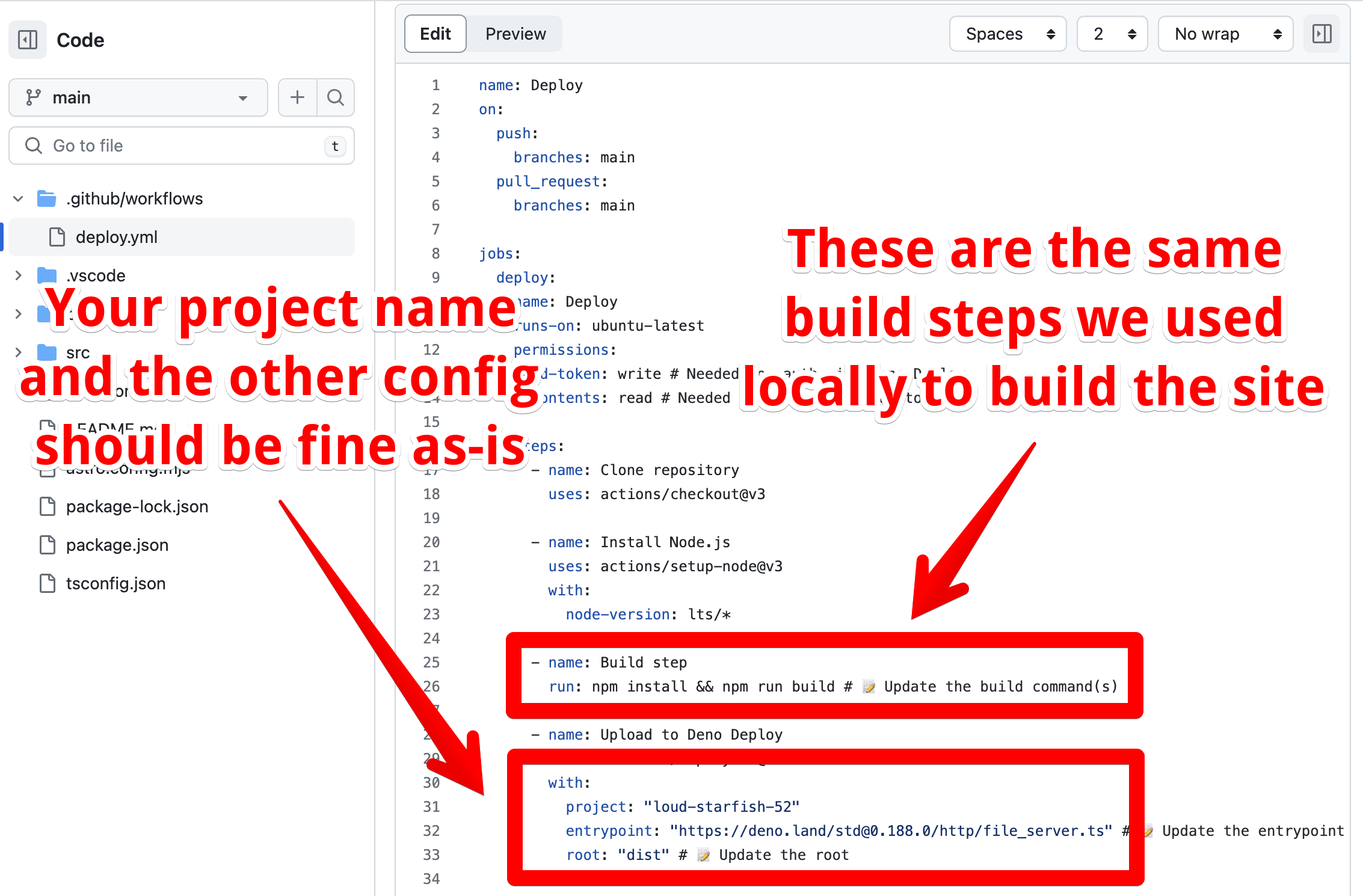 edit and commit the config file