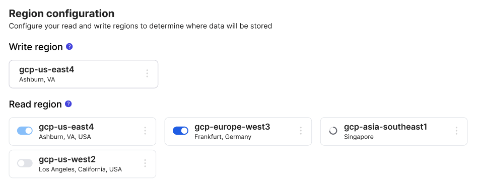 Enabling more read regions for lower latency